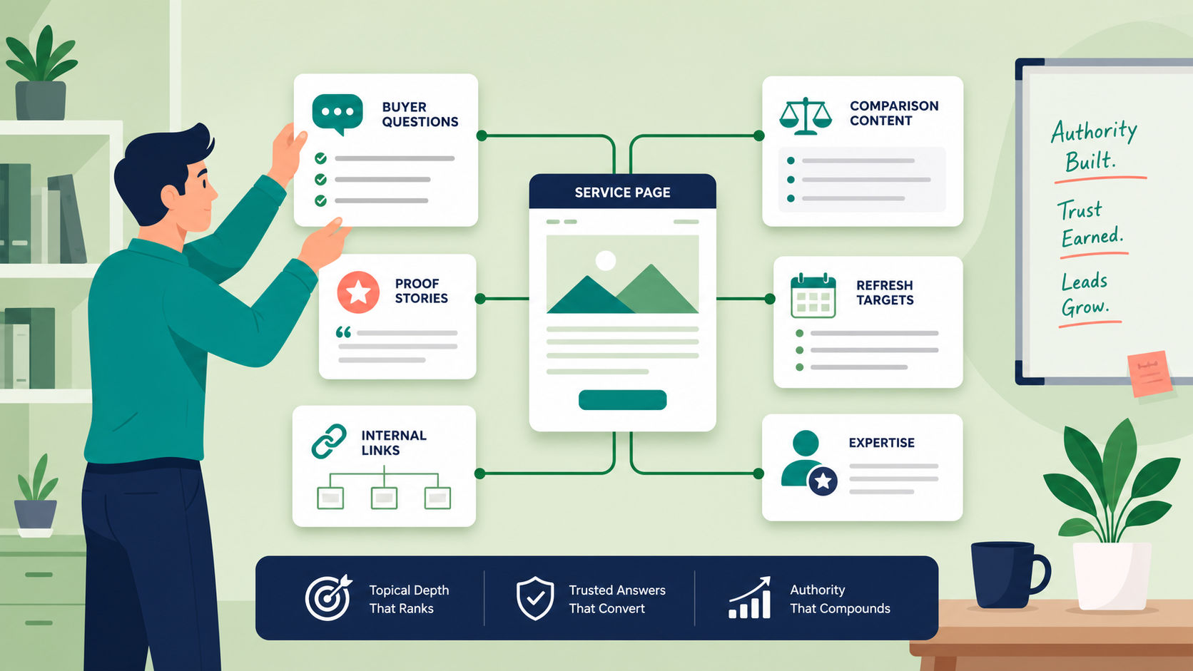Illustration of content strategy and authority architecture