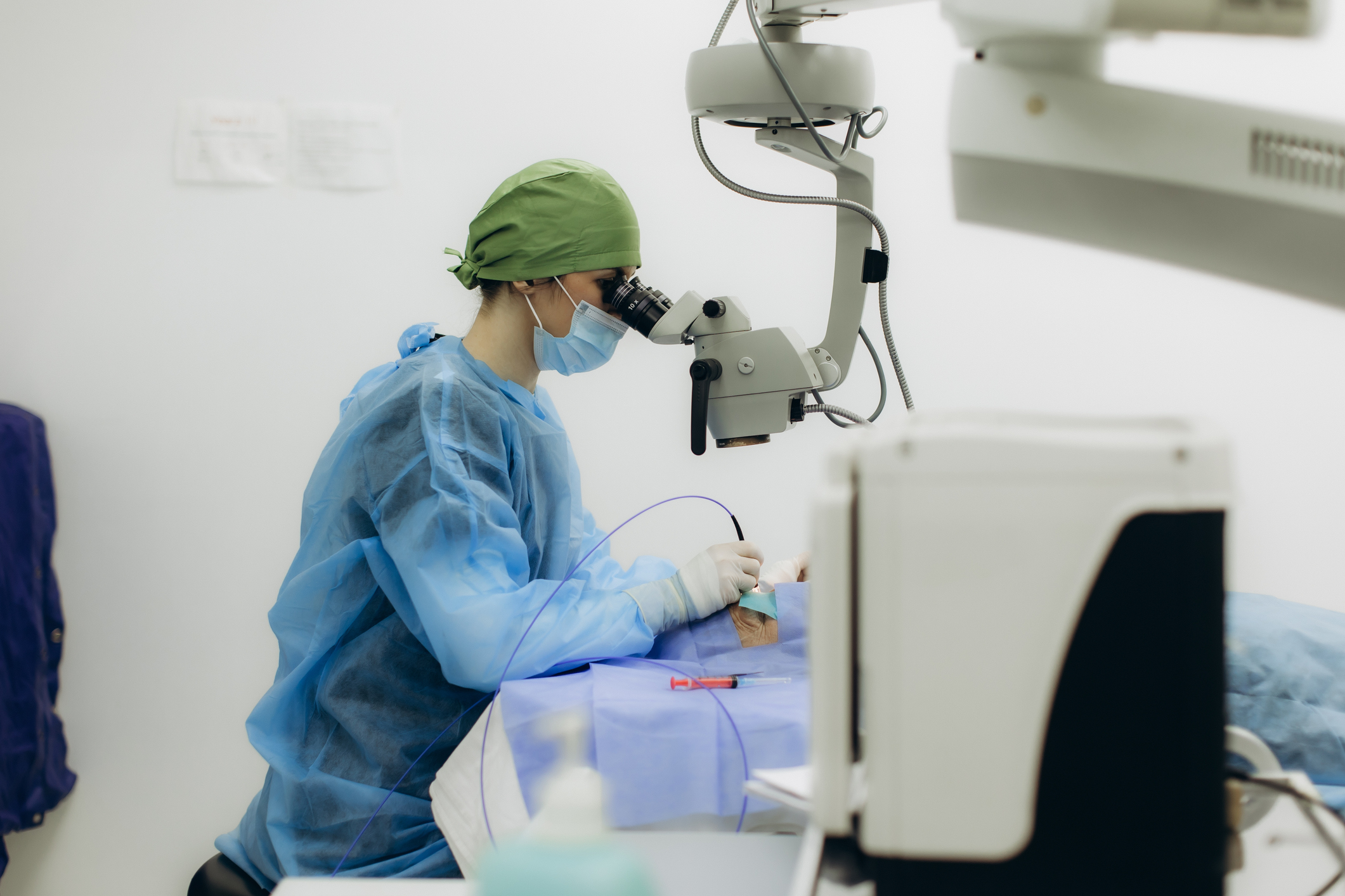 Refractive ophthalmology LASIK procedure with surgical microscope